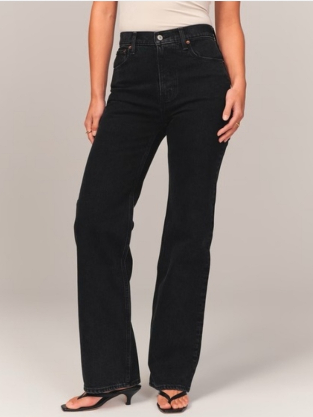 Abercrombie & Fitch High Rise 90s Relaxed Curve Love Jean Black Women's 27 4R